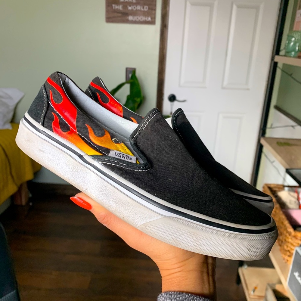 Slip On Vans Flaming sides